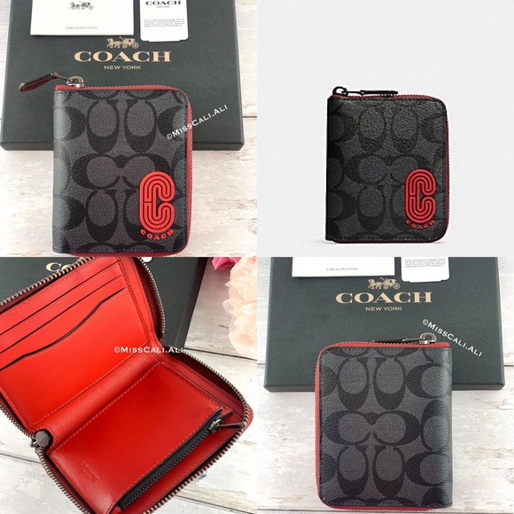 NWT COACH Medium Zip Around Wallet w/ Patch - Red - Picture 2 of 15
